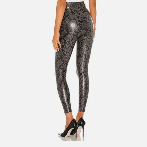 Commando Faux Leather Animal Print Leggings in Gray Snake Print - Picture 3 of 4